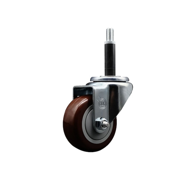 3'' Maroon Poly Wheel Swivel 3/4'' Expanding Stem Caster